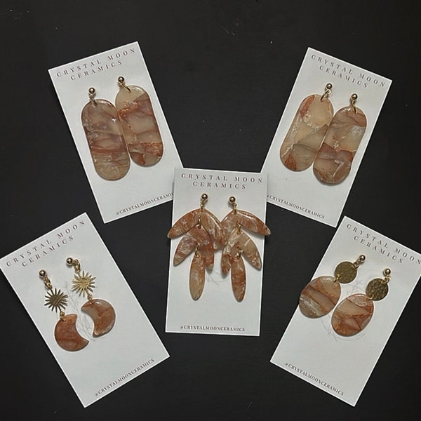 Faux Red Rock Earrings | Faux Stone Earrings | Gold Plated Earrings | Hypoallergenic