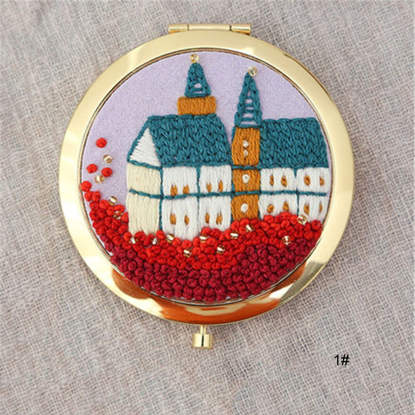 Make Up Mirror Embroidery Kit Bouquet Double Sided Mirror Etsy