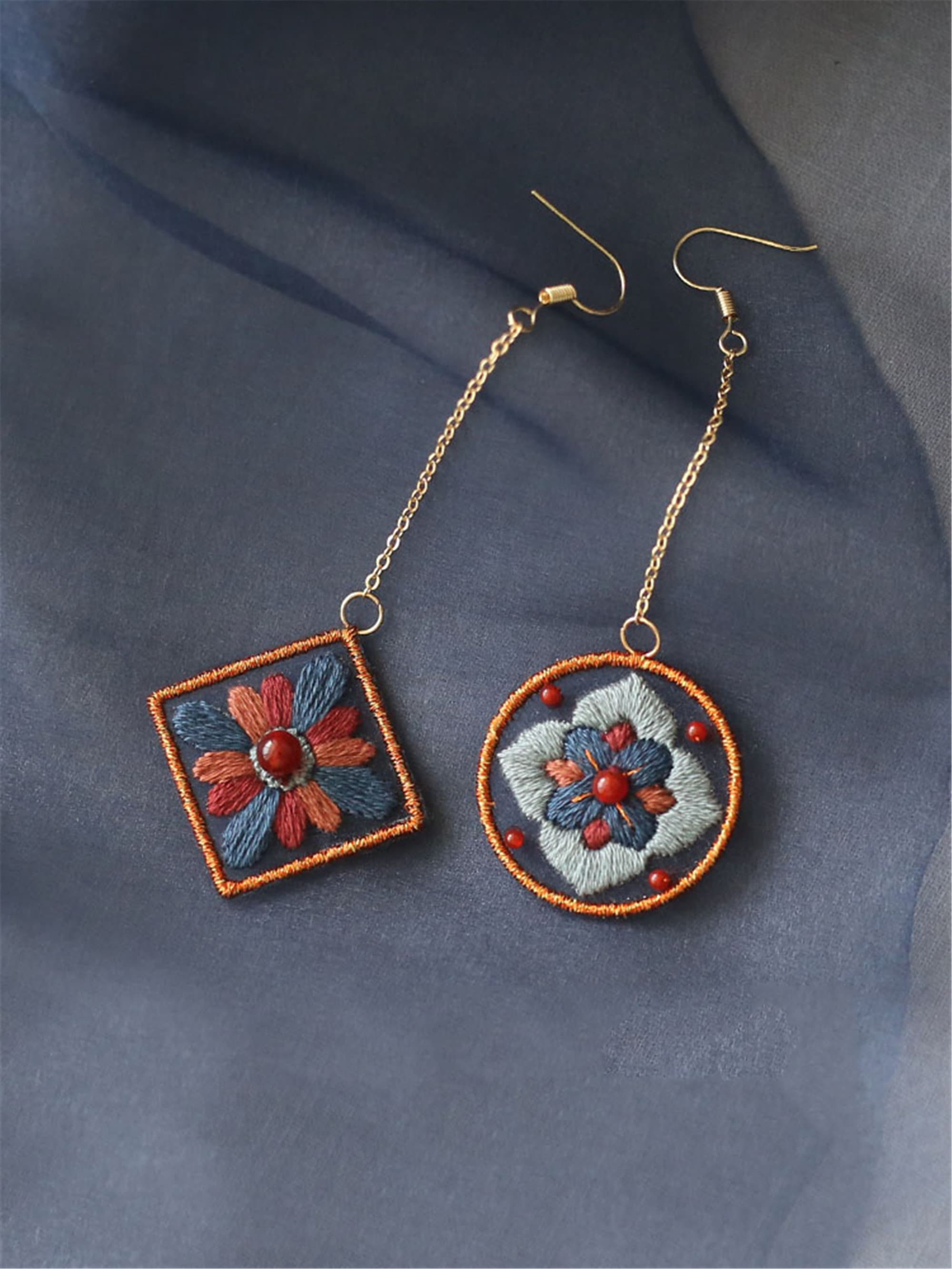 S925 DIY Earring Embroidery Earring Embroidery Kit DIY Etsy