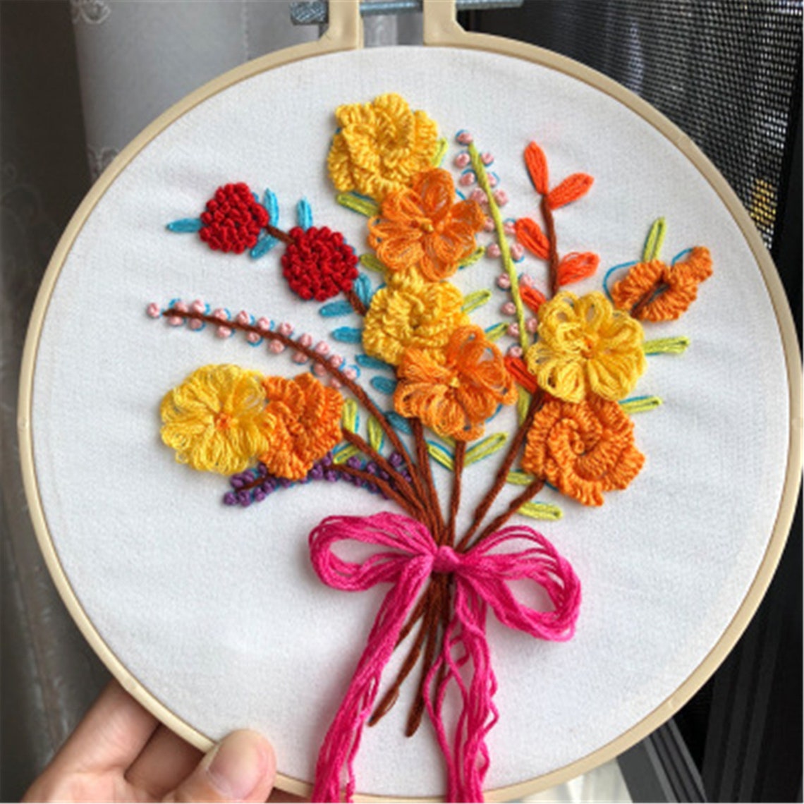 Flowers embroidery embroidery material bag beginner  etsy Flowers embroidery embroidery material bag beginner  etsy