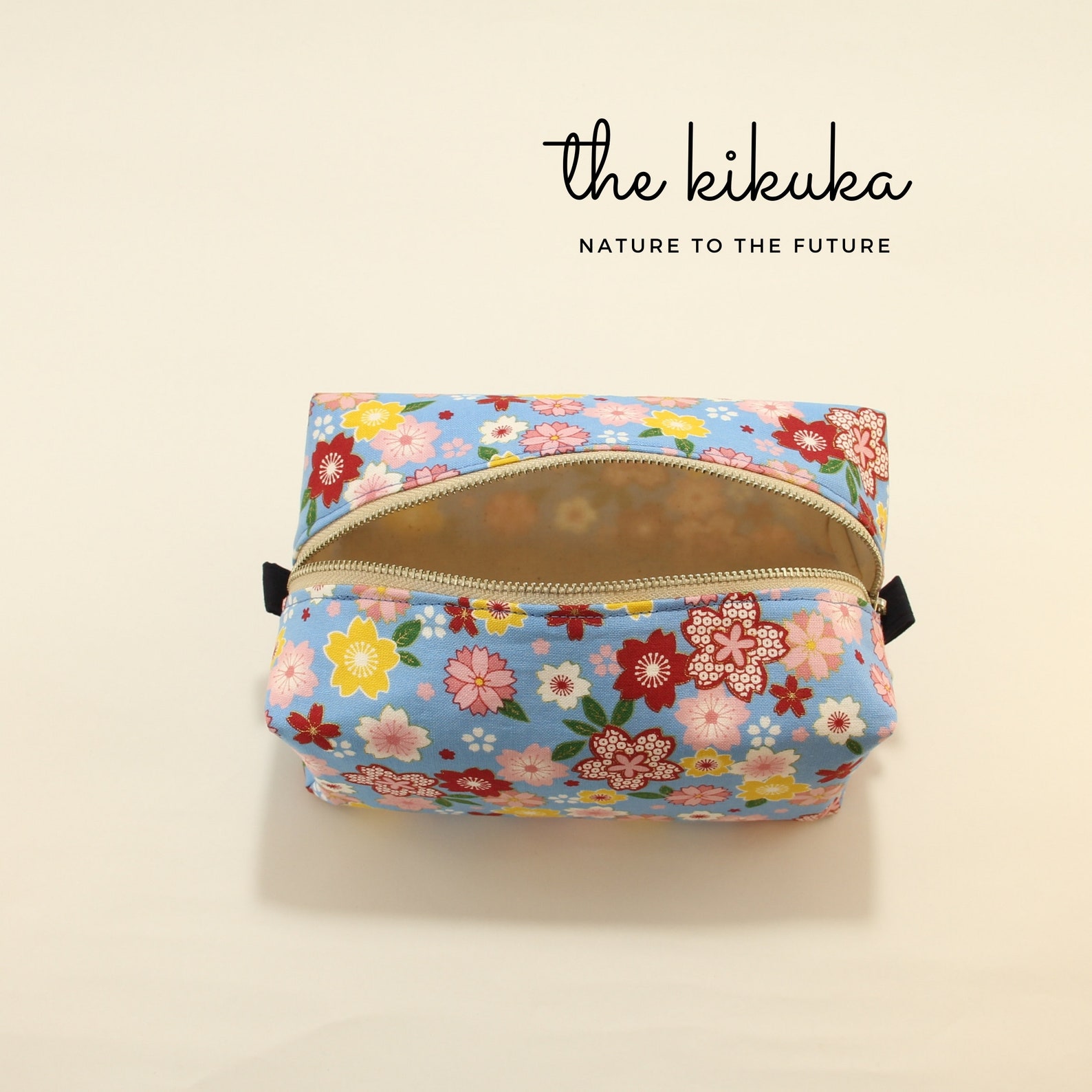 Zippered Box Pouch Japanese pattern print cosmetic bag make Etsy