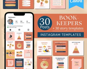 30 Instagram-sjablonen voor boekhouding | Bewerkbare canvassjablonen | Boekhoudposten | Betrokkenheidsberichten boekhouders | Sjablonen voor sociale media