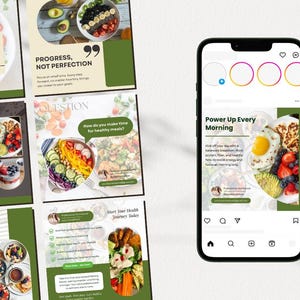 80 Nutrition Coach Instagram Post Templates | Digital Wellness Coach ...