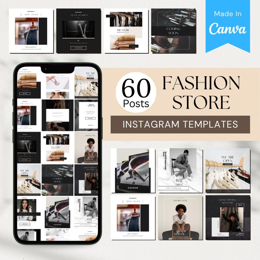 60 Fashion Store Instagram Templates | Editable Canva Templates ...
