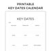 PRINTABLE | Key Dates Printable | Year Calendar | Minimalistic Calendar ...