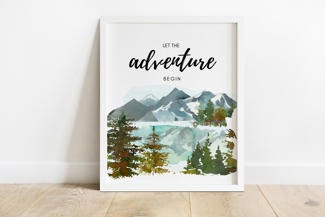 Mountain Printable Art Let the Adventure Begin Woodland - Etsy