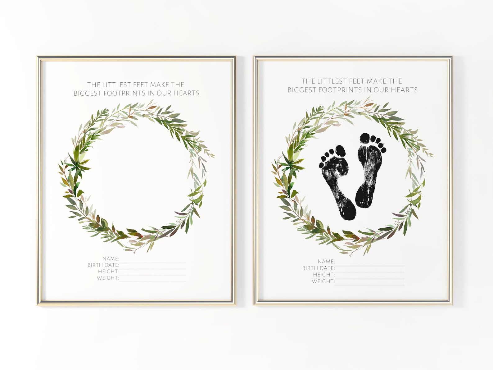 Newborn Baby Footprint Hospital Footprint Woodland Nursery Etsy