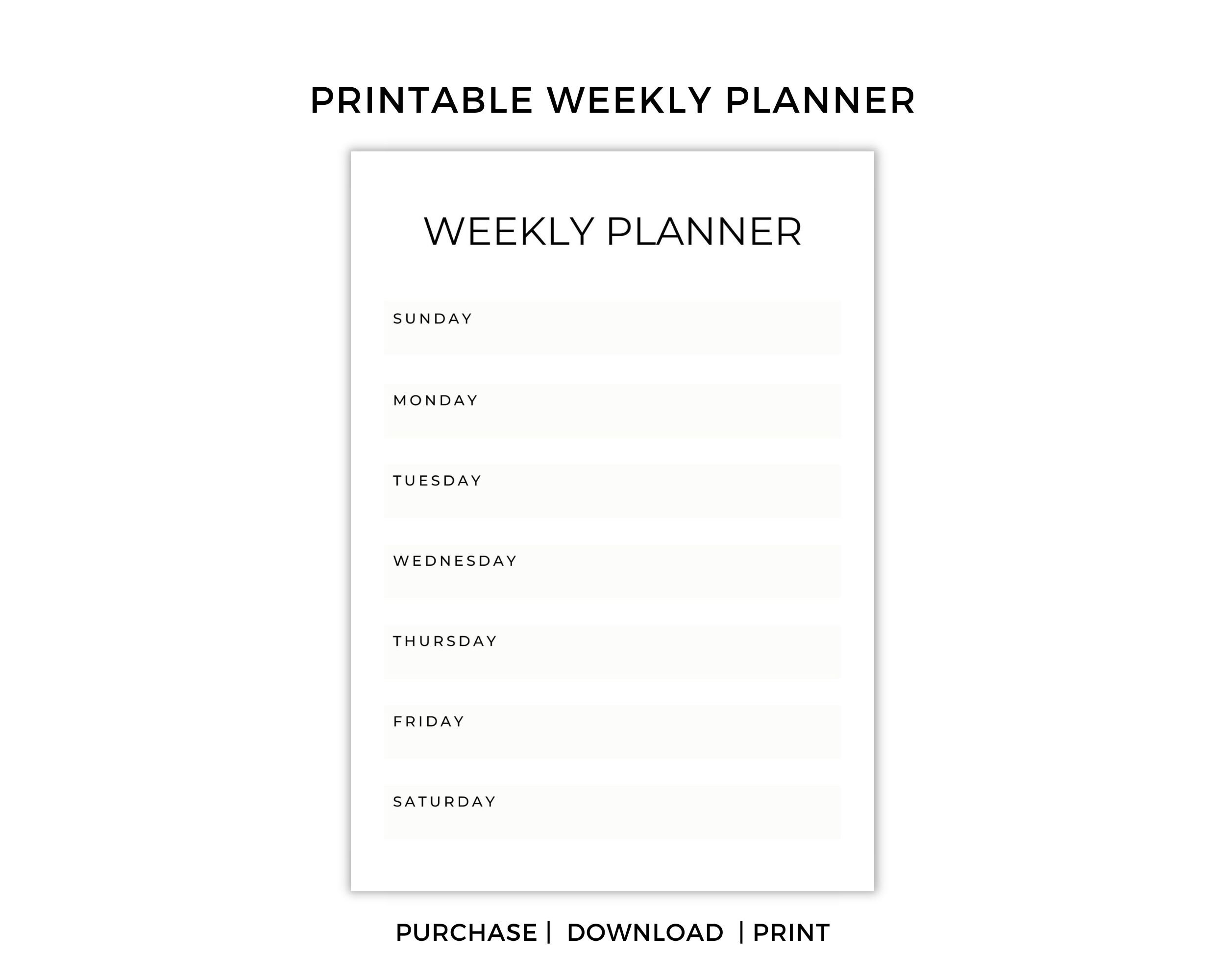 PRINTABLE Weekly Planner Printable Calendar Weekly Calendar to Do List ...