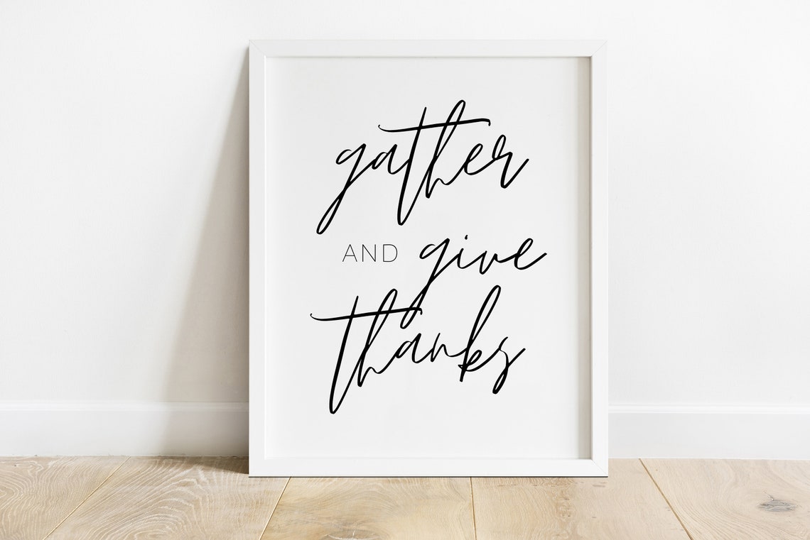 Gather &amp; Give Thanks Print Printable Thanksgiving Word Art | Etsy