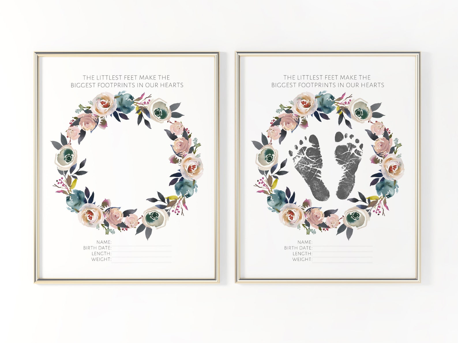 PRINTABLE Newborn Footprint Hospital Essential Baby Footprint Newborn Stats Hospital Footprint