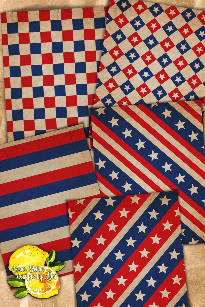 Printable Paper Pack Vintage Stars and Stripes Paper for - Etsy