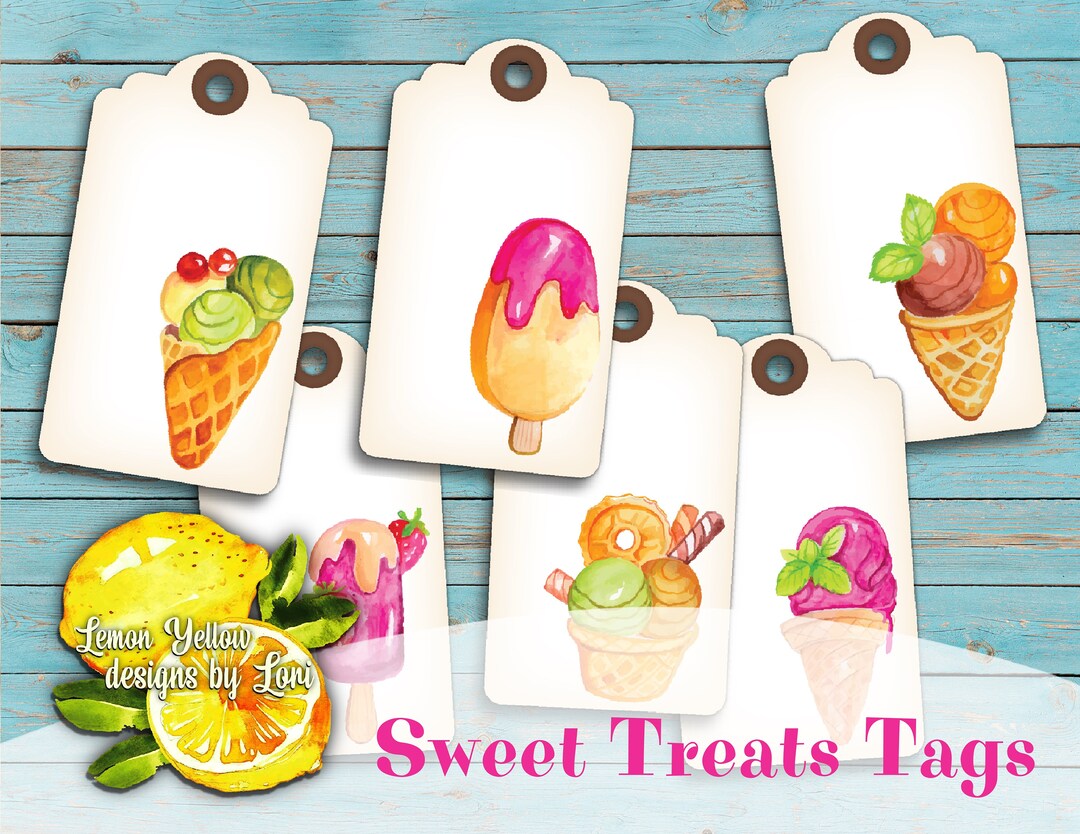 Printable Kitschy Watercolor Desserts Tags for Candy Buffet - Etsy