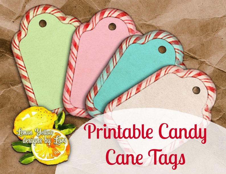 Printable Candy Cane Tags for Christmas Gift Wrap Holiday Etsy