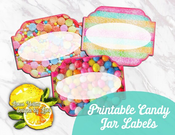 Printable Kitschy Candy Jar Labels for Candy Buffet, Birthday Parties, Scrapbooking, Teachers Gifts, Product Display, Dessert Tables