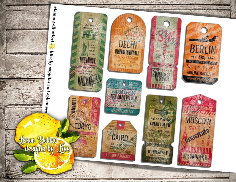 Printable Ephemera Vintage Distressed Baggage Claim Tickets - Etsy