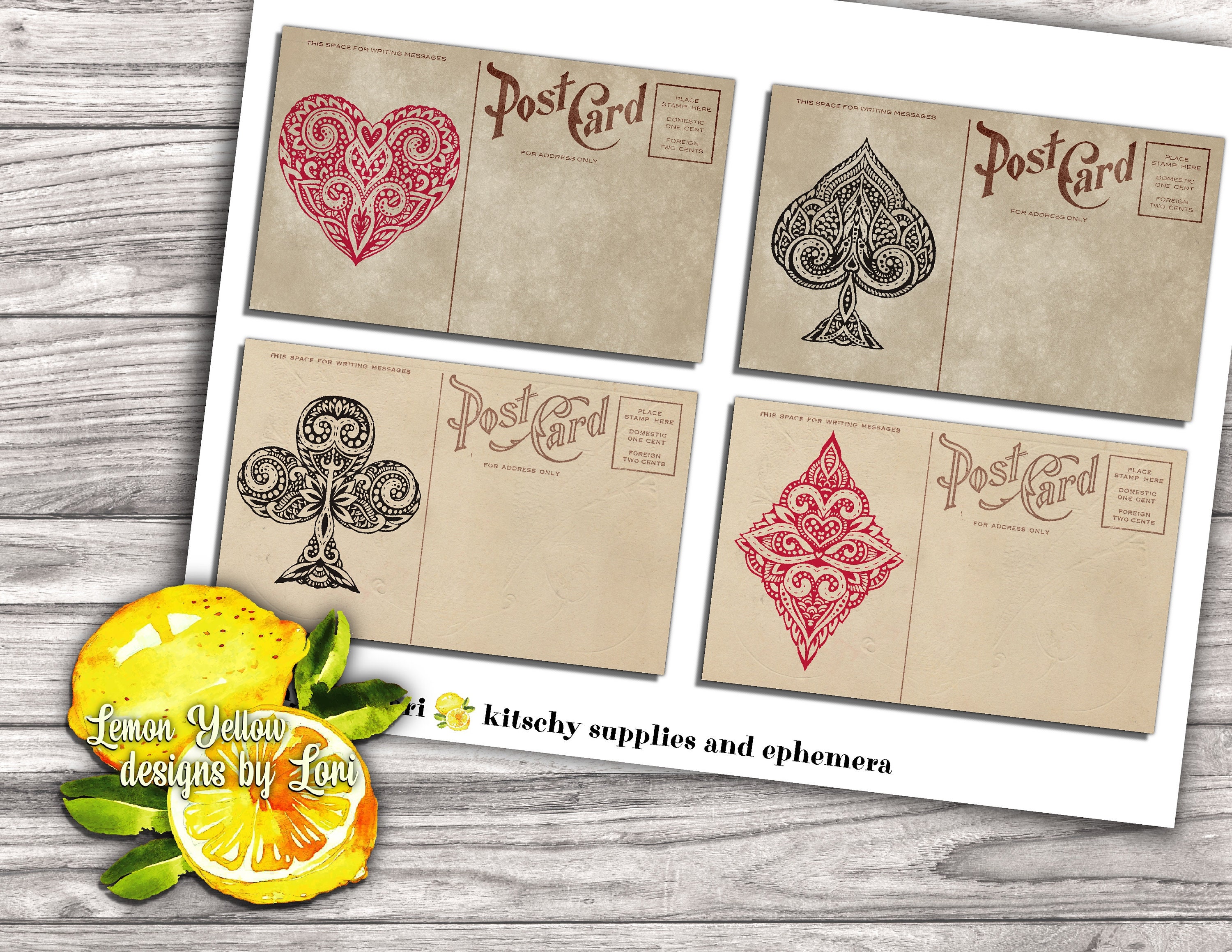 Printable Vintage Playing Card Suits for Casino Night Prom Etsy