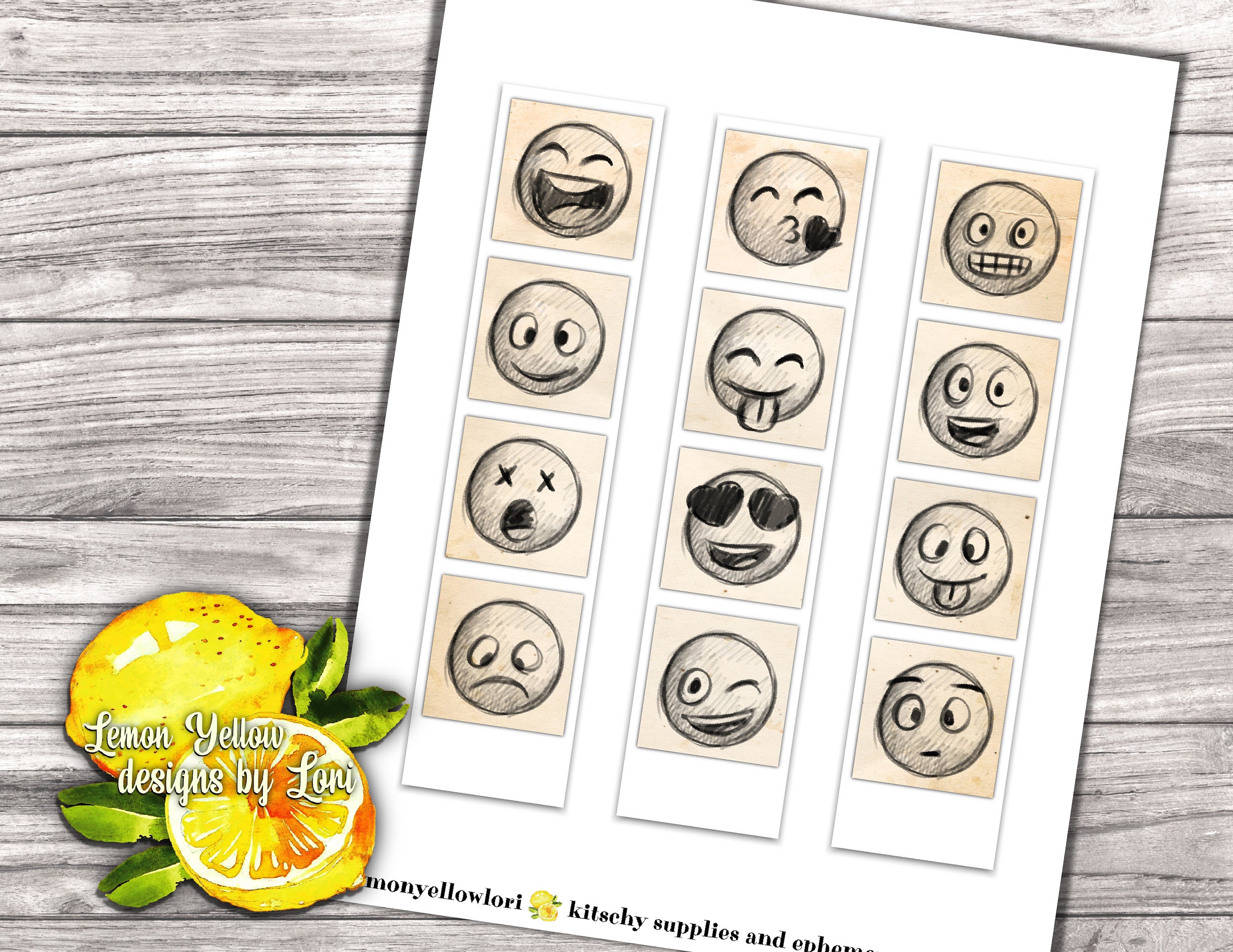 Printable Emoji Photo Strips Digital Download for Etsy