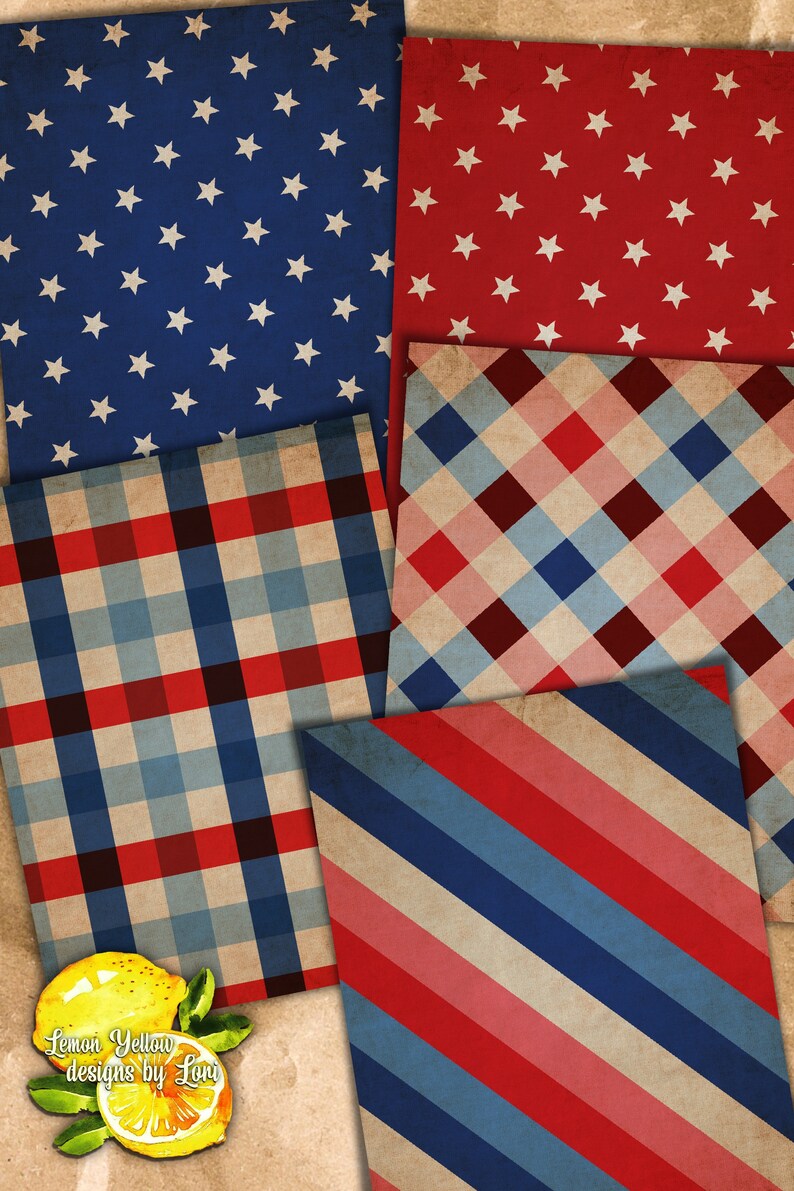 Printable Paper Pack Vintage Stars and Stripes Paper for - Etsy