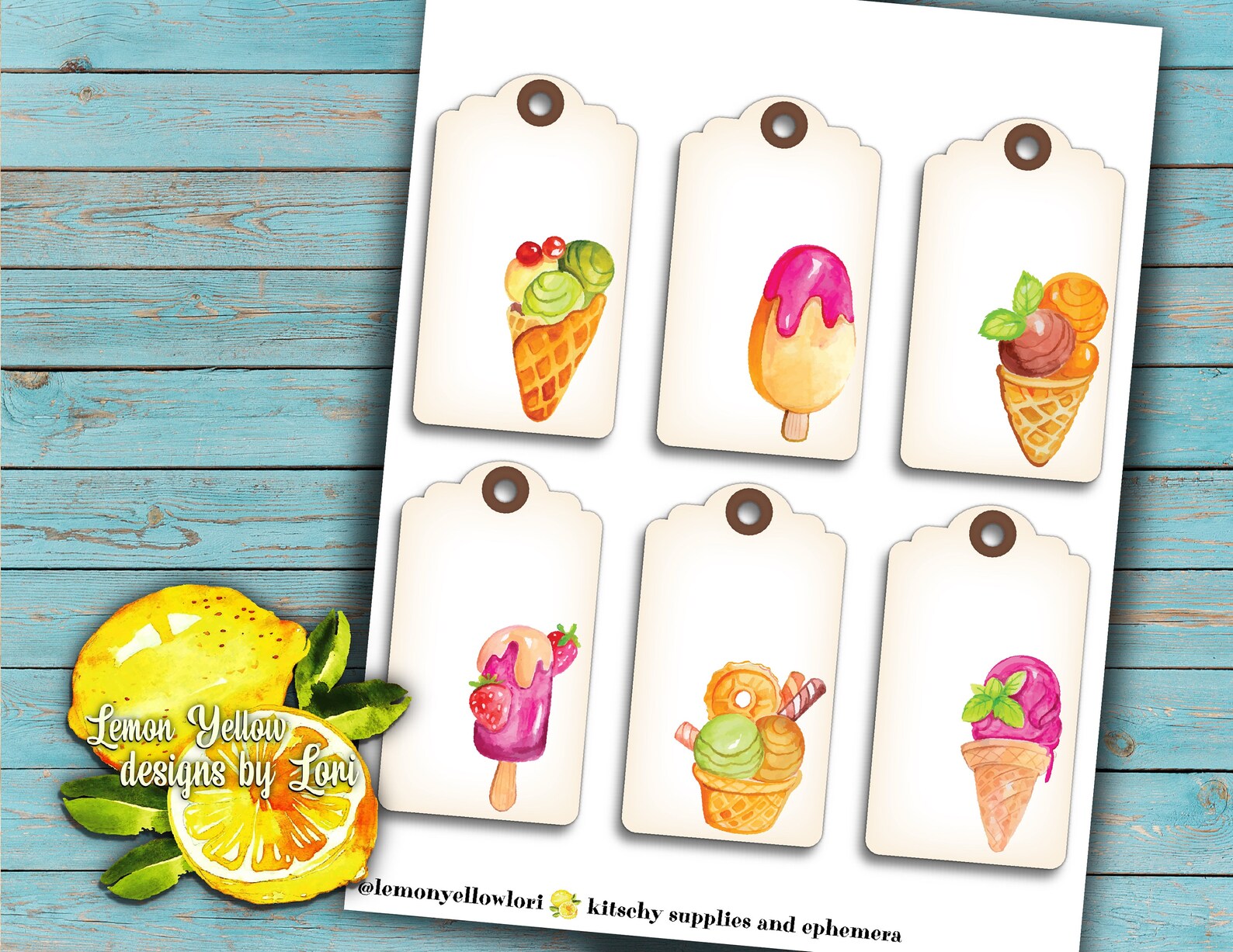 Printable Kitschy Watercolor Desserts Tags for Candy Buffet - Etsy