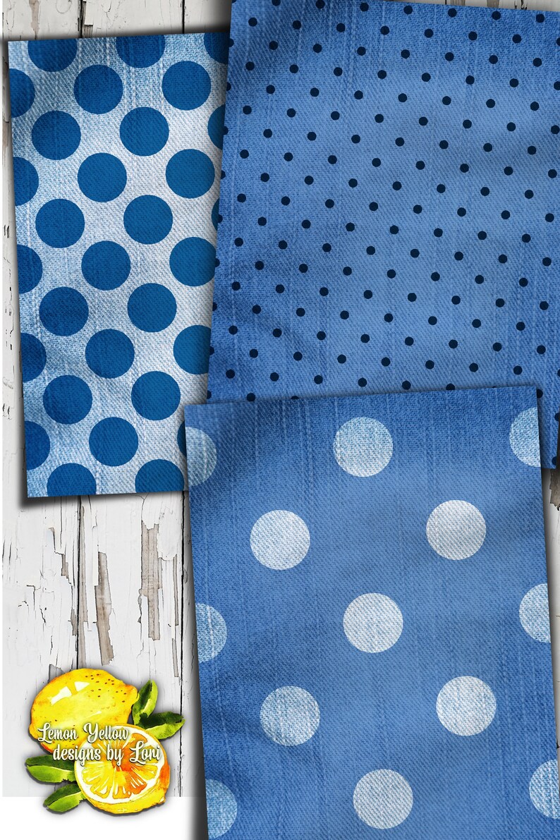 Printable Polka Dot Blue Jean Paper Pack for Gift Wrap Etsy