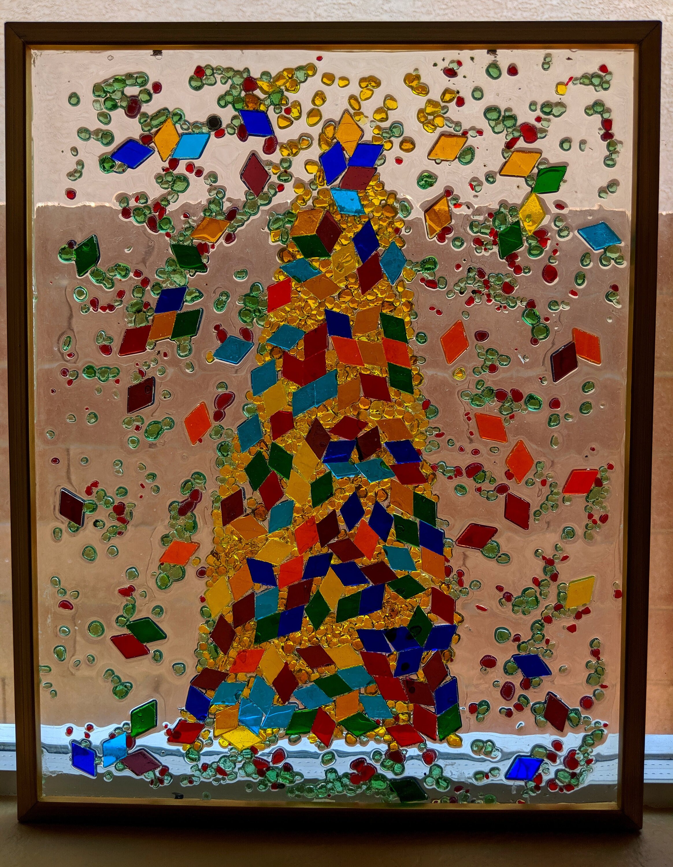 Abstract 1 Stained Glass Resin Decor Framed Hanging Panel Etsy