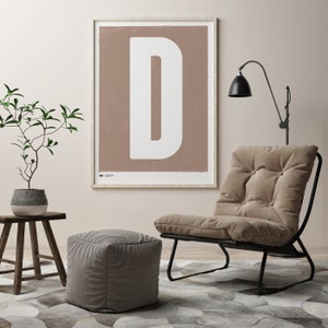 Capital Letter Wall Art | Monogram Poster Art Print | Letter D | Instant Download | Bold Neutral Art Print | Printable Wall Art
