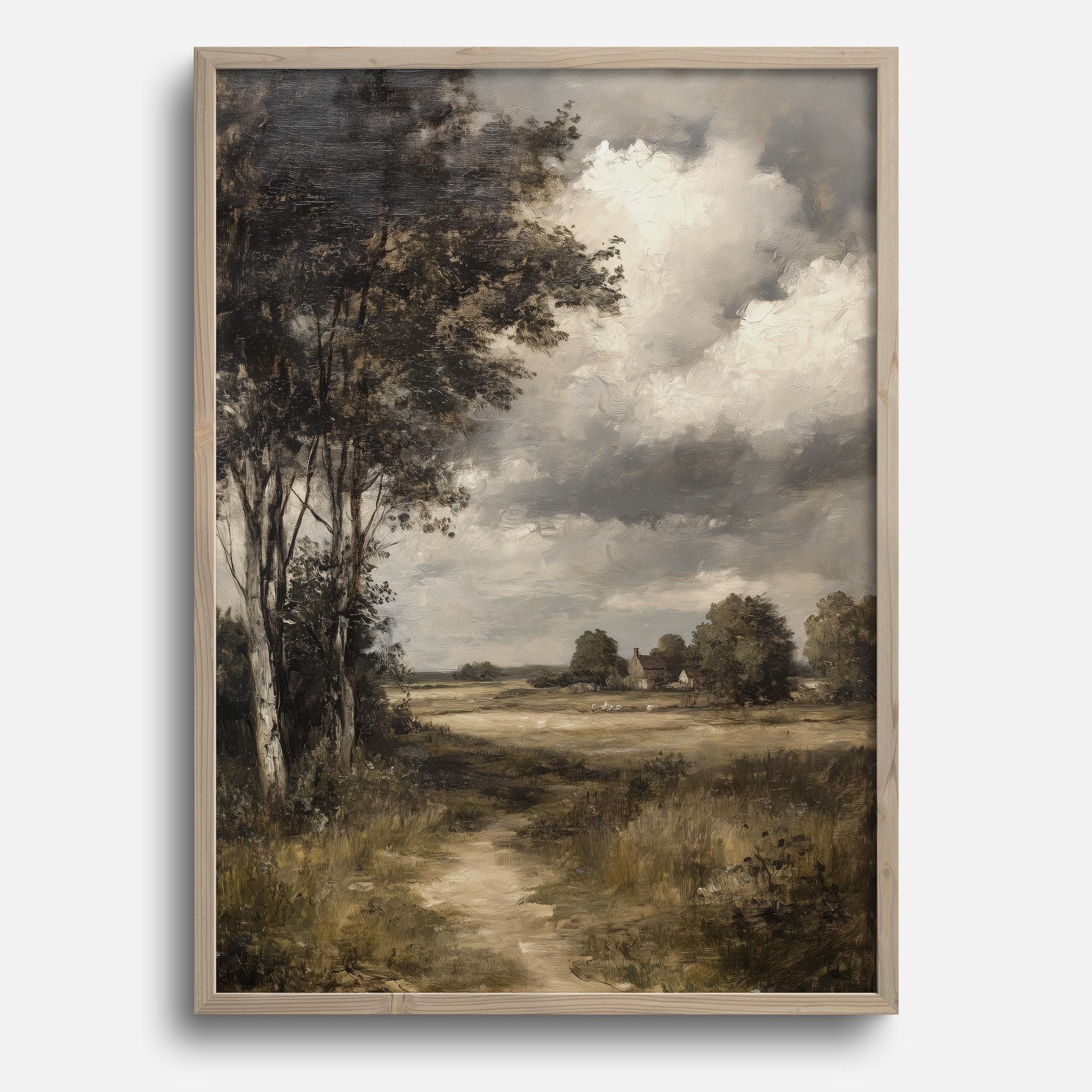 Cottagecore Decor, Printable Cozy Landscape Art, Vintage Print Country Landscape Painting, Digital Download