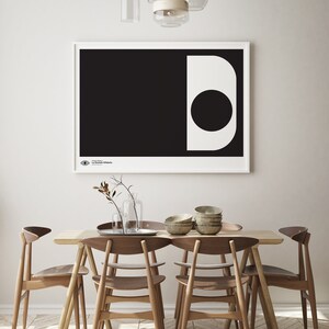 Arte mural grande, póster retro con monograma, letra D, descarga instantánea, impresión artística minimalista de mediados de siglo, arte mural imprimible