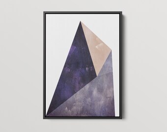 Art mural, affiche géométrique d’impression d’art abstrait violet et pêche| Impression d’art minimaliste du milieu du siècle, grande œuvre d’art verticale