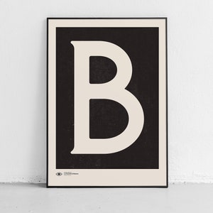 Lettre majuscule Art mural Monogramme Poster Art Print Lettre B Téléchargement instantané Impression dart minimaliste du milieu du siècle Art mural imprimable image 4