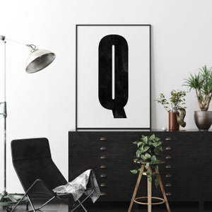 Muurkunst met hoofdletter | Monogram poster kunstafdruk | Letter Q | Direct downloaden | Minimalistische kunstafdruk uit het midden van de eeuw | Afdrukbare muurkunst