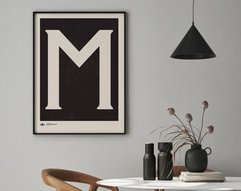Capital Letter Wall Art | Monogram Poster Art Print | Letter M | Instant Download | Minimalist Mid Century Art Print | Printable Wall Art