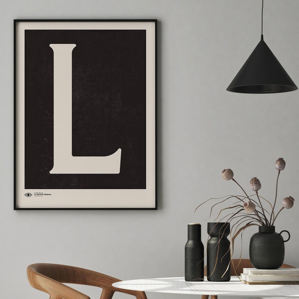 Capital Letter Wall Art | Monogram Poster Art Print | Letter L | Instant Download | Minimalist Mid Century Art Print | Printable Wall Art