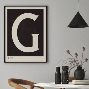 Capital Letter Wall Art | Monogram Poster Art Print | Letter G | Instant Download | Minimalist Mid Century Art Print | Printable Wall Art