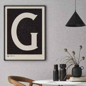 Capital Letter Wall Art Monogram Poster Art Print Letter G Instant Download Minimalist Mid Century Art Print Printable Wall Art image 1