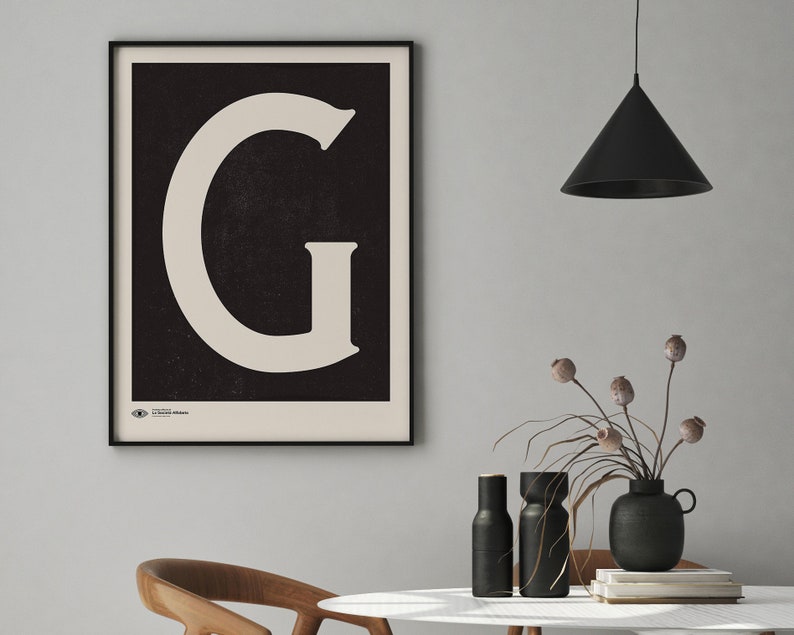 Capital Letter Wall Art Monogram Poster Art Print Letter G Instant Download Minimalist Mid Century Art Print Printable Wall Art image 1