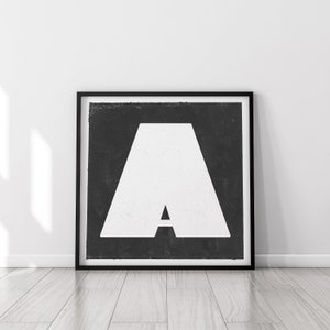 LETRA A — Arte de parede quadrada com letras em bloco, pôster de monograma moderno, download instantâneo | Impressão de arte minimalista, arte de parede para impressão