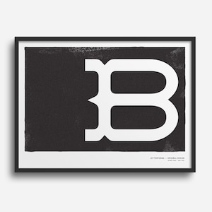 Arte mural XL, impresión artística de póster con monograma, letra B, descarga instantánea / Impresión de arte minimalista occidental, arte mural imprimible