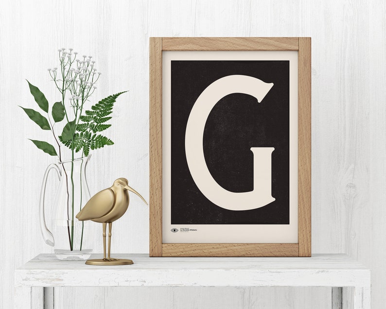 Capital Letter Wall Art Monogram Poster Art Print Letter G Instant Download Minimalist Mid Century Art Print Printable Wall Art image 7