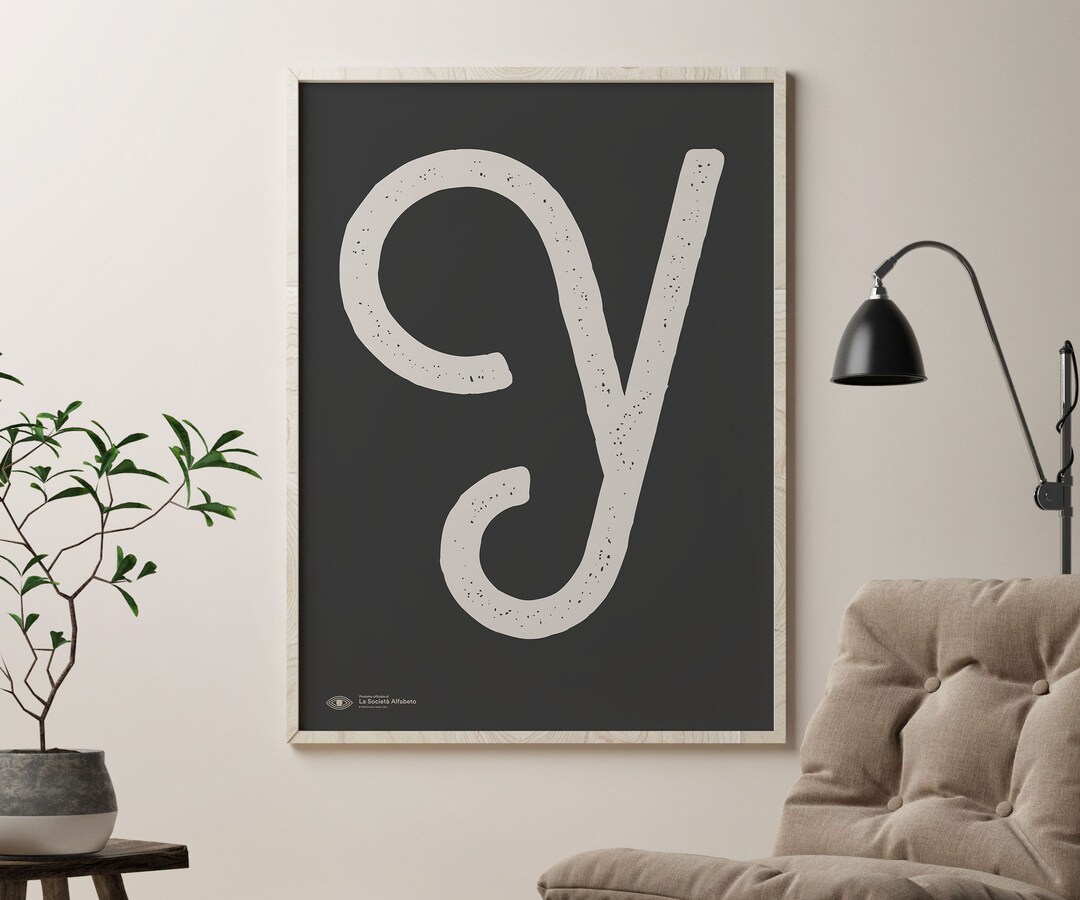 Capital Letter Wall Art | Monogram Poster Art Print | Letter Y ...