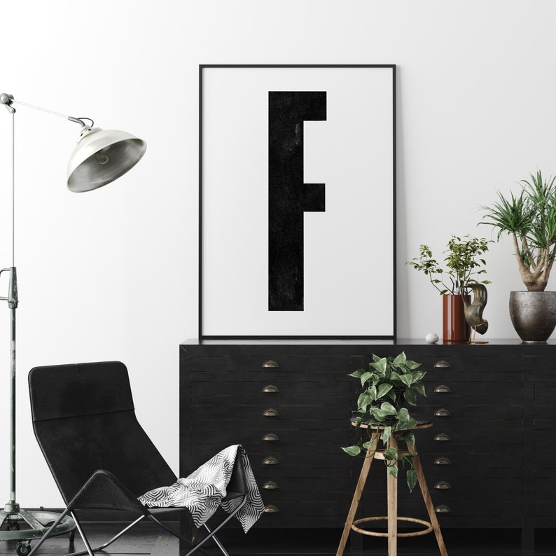Capital Letter Wall Art | Monogram Poster Art Print | Letter F ...
