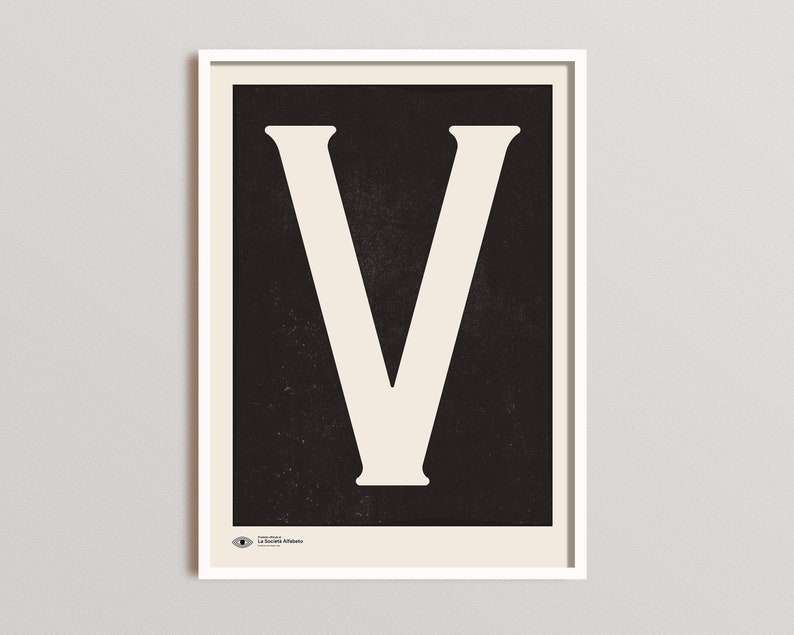 Capital Letter Wall Art | Monogram Poster Art Print | Letter V ...