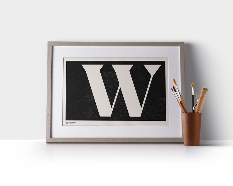 Large Wall Art, Monogram Poster Art Print, Letter W, Instant Download ...