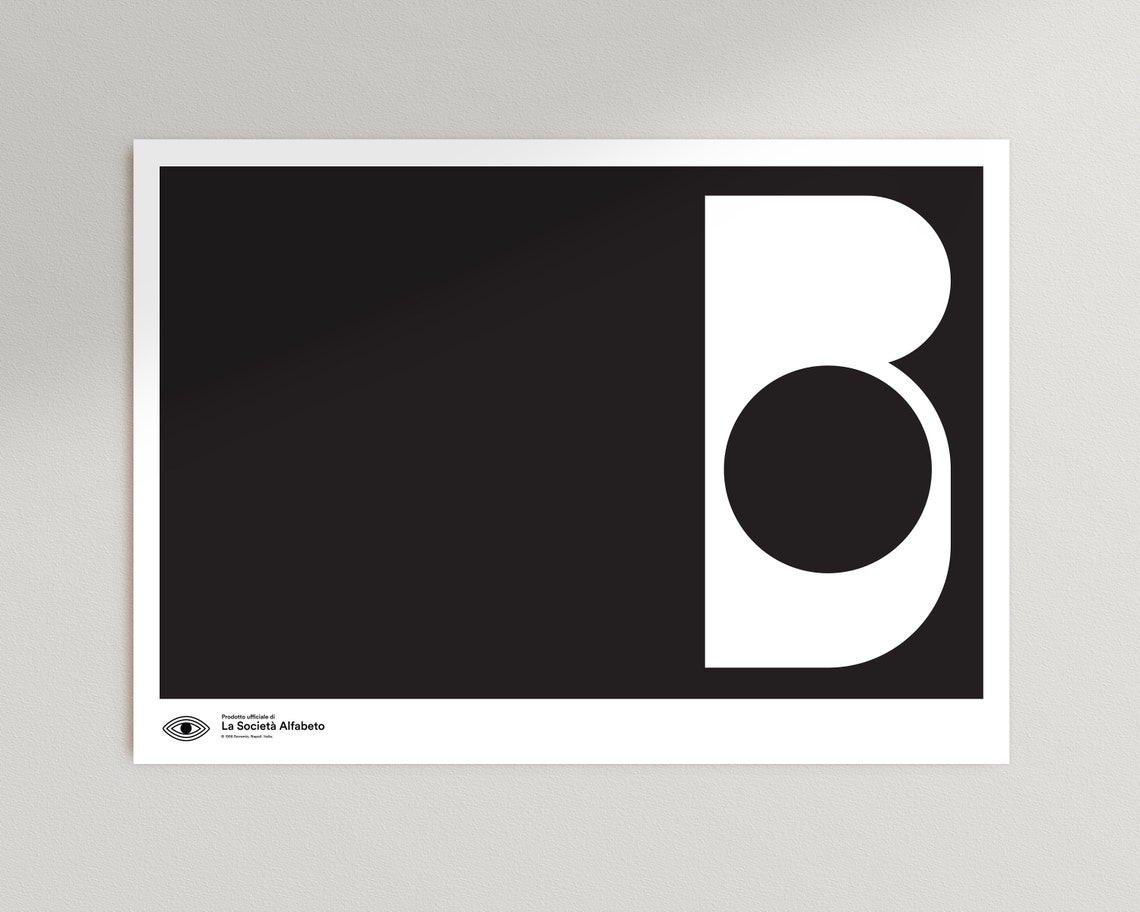 Large Wall Art, Retro Monogram Poster Art Print, Letter B, Instant ...