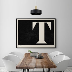 Large Wall Art, Monogram Poster Art Print, Letter T, Instant Download| Minimalist Mid Century Art Print, Printable Wall Art