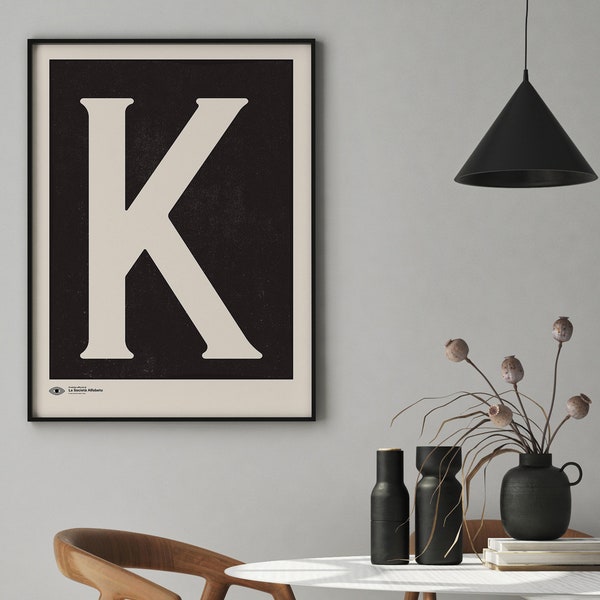 Capital Letter Wall Art | Monogram Poster Art Print | Letter K | Instant Download | Minimalist Mid Century Art Print | Printable Wall Art