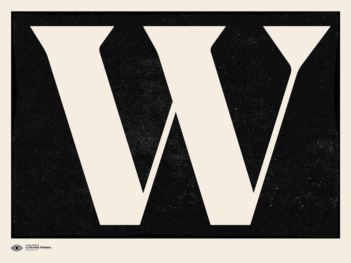 Large Wall Art Monogram Poster Art Print Letter W Instant | Etsy