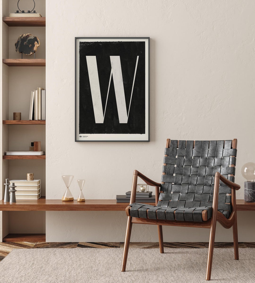 Capital Letter Wall Art | Monogram Poster Art Print | Letter W ...