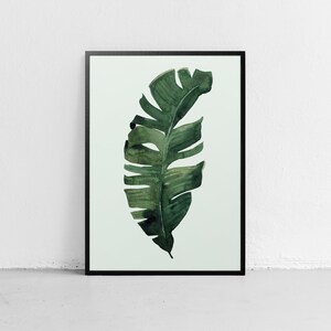 Tropical Leaf Digital Art |  Teal Tone Wall Art | Minimalist Poster | Palm Leaf | Banana Leaf | Tropical Wall Art | Nordic Nature Prints