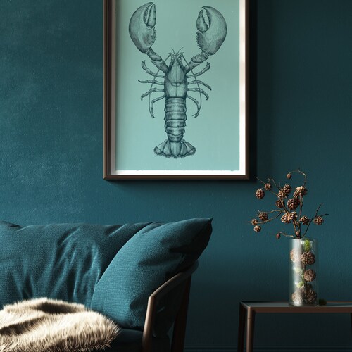 Lobster Art Print, Vintage Wall Art Poster, Instant Download, Decorative Art Print, Printable Wall Art